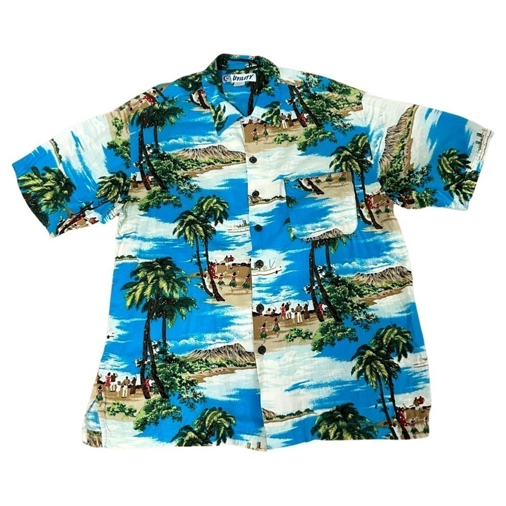 Utility Mens vintage 100% rayons Hawaiian shirts Large